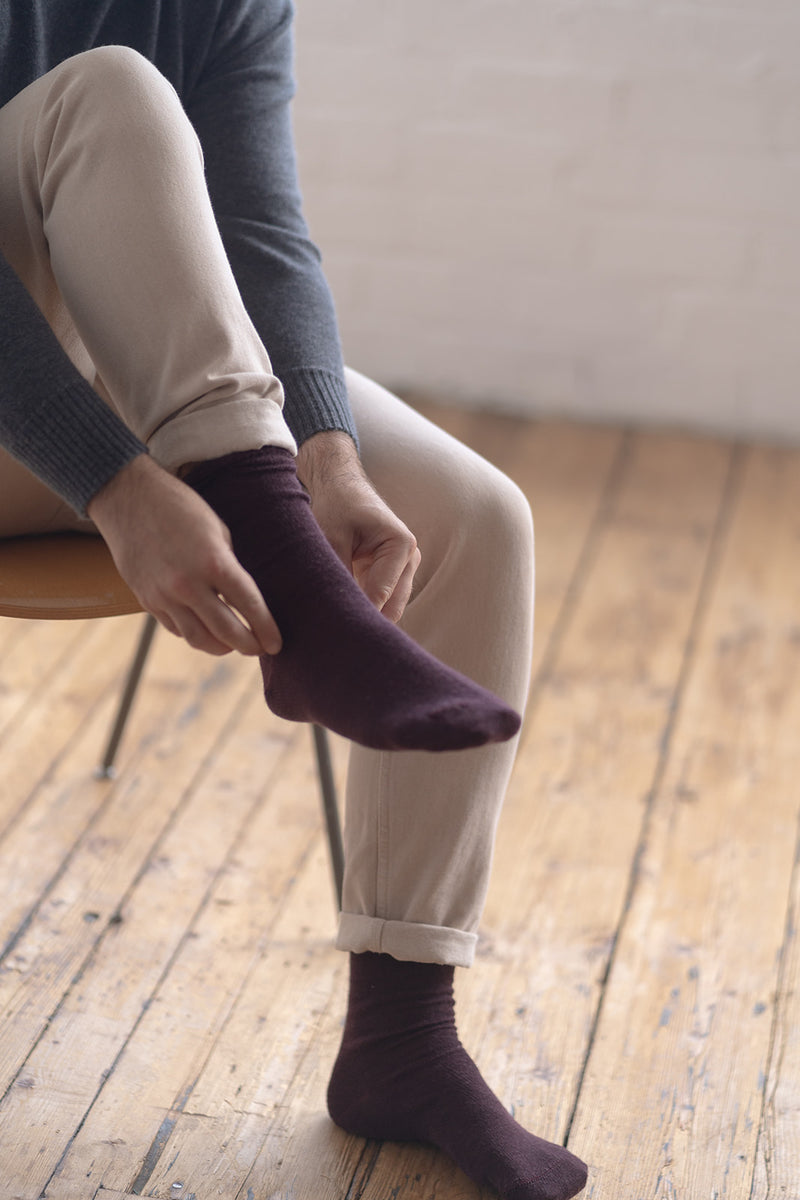 Burgundy Merino Dress Sock