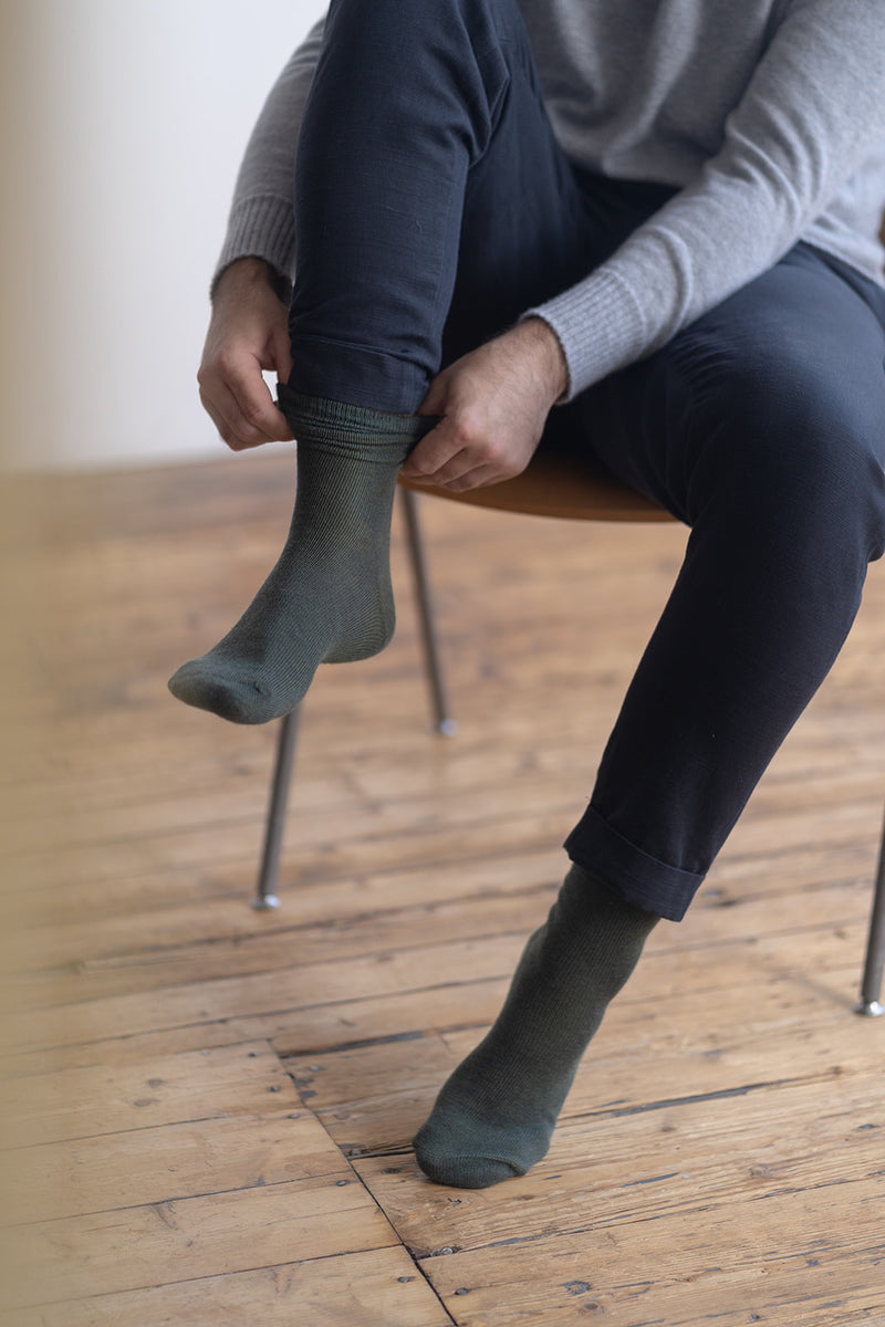 Olive Merino Dress Sock