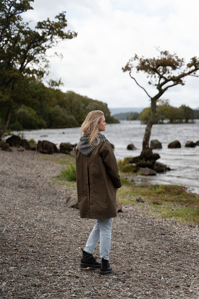 Charcoal Stripe Triangle Scarf