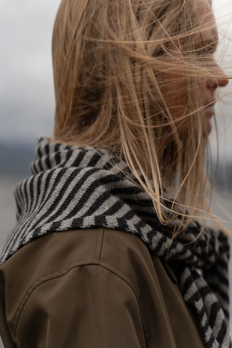 Charcoal Stripe Triangle Scarf