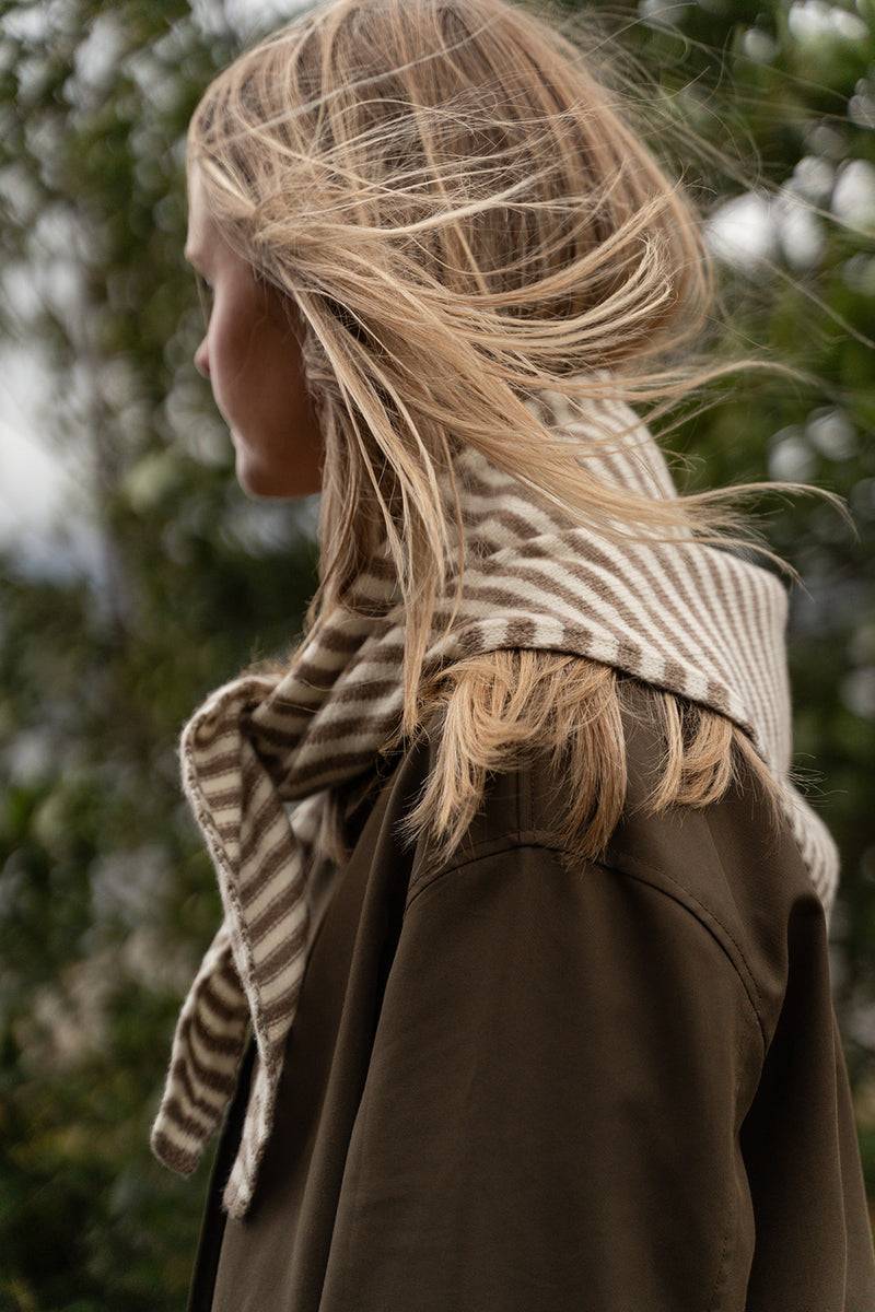 Dark Natural Stripe Triangle Scarf