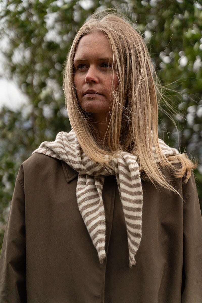 Dark Natural Stripe Triangle Scarf