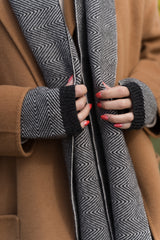 Charcoal Herringbone Wristwarmers