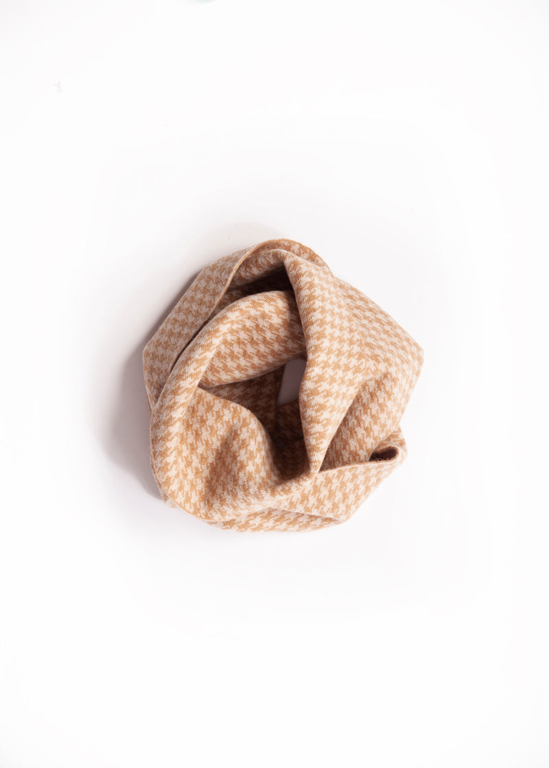 Camel Houndstooth Loop Scarf