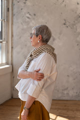 Dark Natural Stripe Triangle Scarf